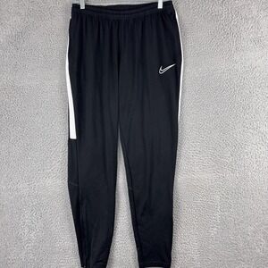 Nike Dri-FIT‎ Track Pants Mens Medium Black White Athletic Joggers Zip Pockets